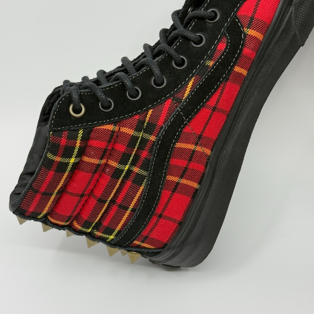 Vans Red and Black Plaid High-Top Sneakers - Picture 11 of 16